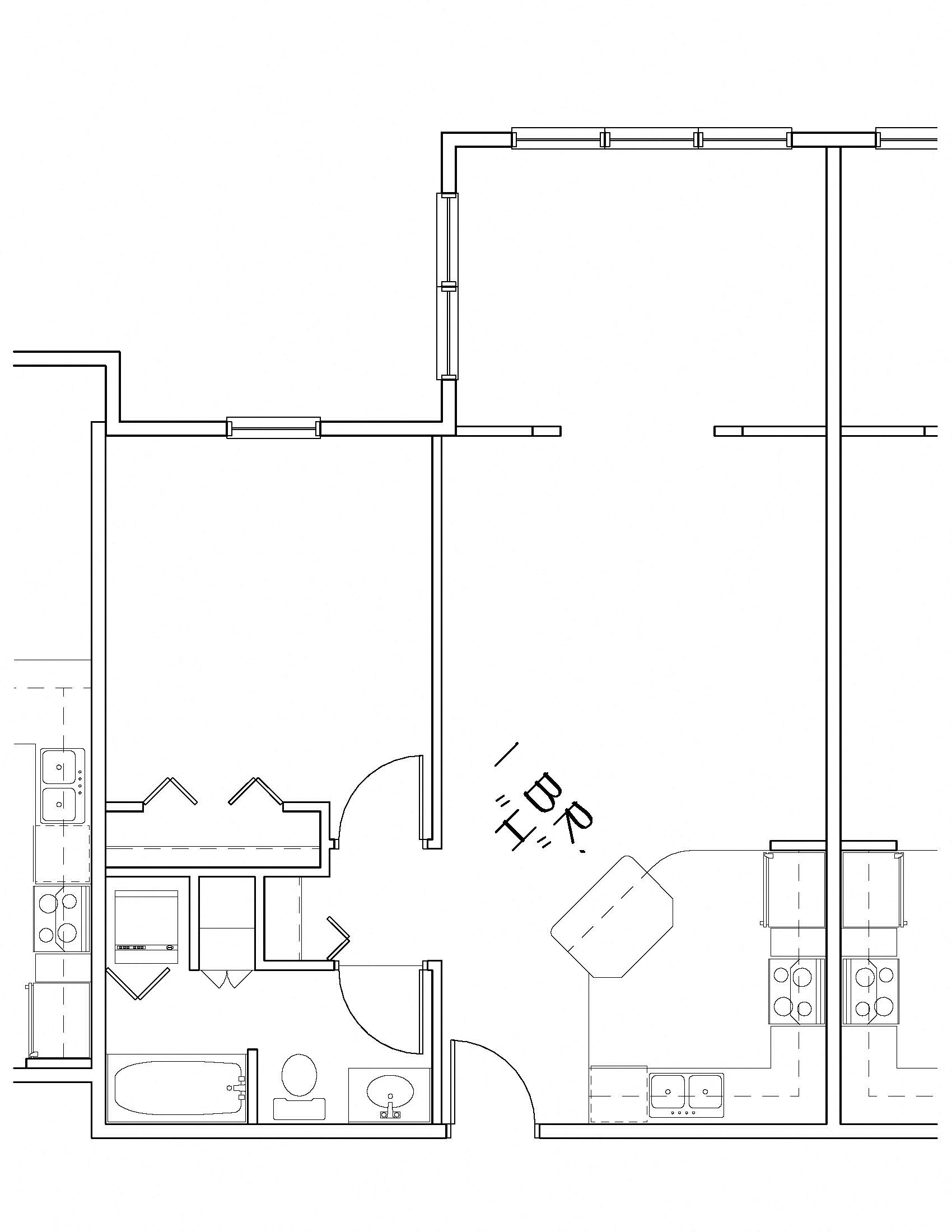 Floor plan for 1 bed, 1 bath, 820 sqft